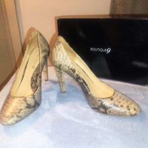 Boutique 9 Snakeskin Reptile Heels - Brown and Greys Sz 8.5 M